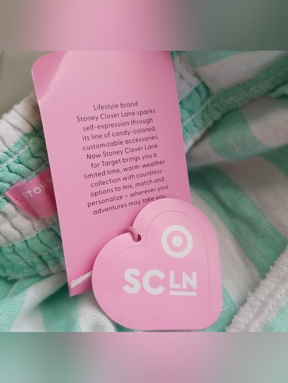 Stoney Clover Lane x Target Mint Green White Striped Linen Blend Crop Tank Top - Picture 8 of 12